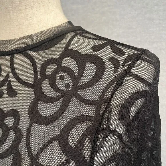 Haute Monde Whimsigoth Bell Sleeve Lace Top Size M Black Witchy Vamp Dark Fairy - Picture 5 of 10